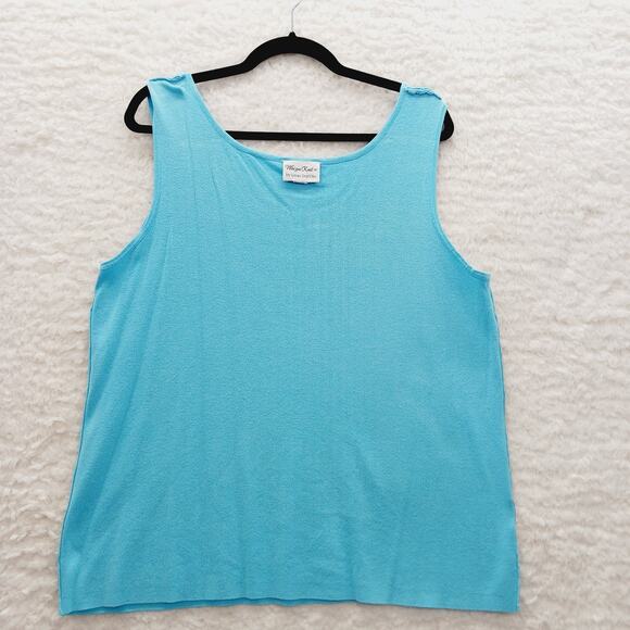 Tank Top Size 1X Aqua Luxury Feel Soft Girl Casual Chic Vacation Ribbed Travel - Picture 8 of 10